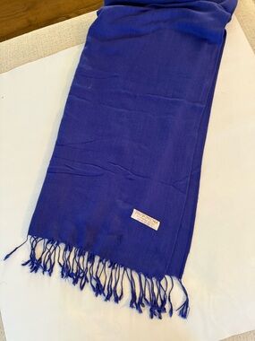 pashmina Royal Blue Solid Silk Blend Pashmina Scarf Wrap